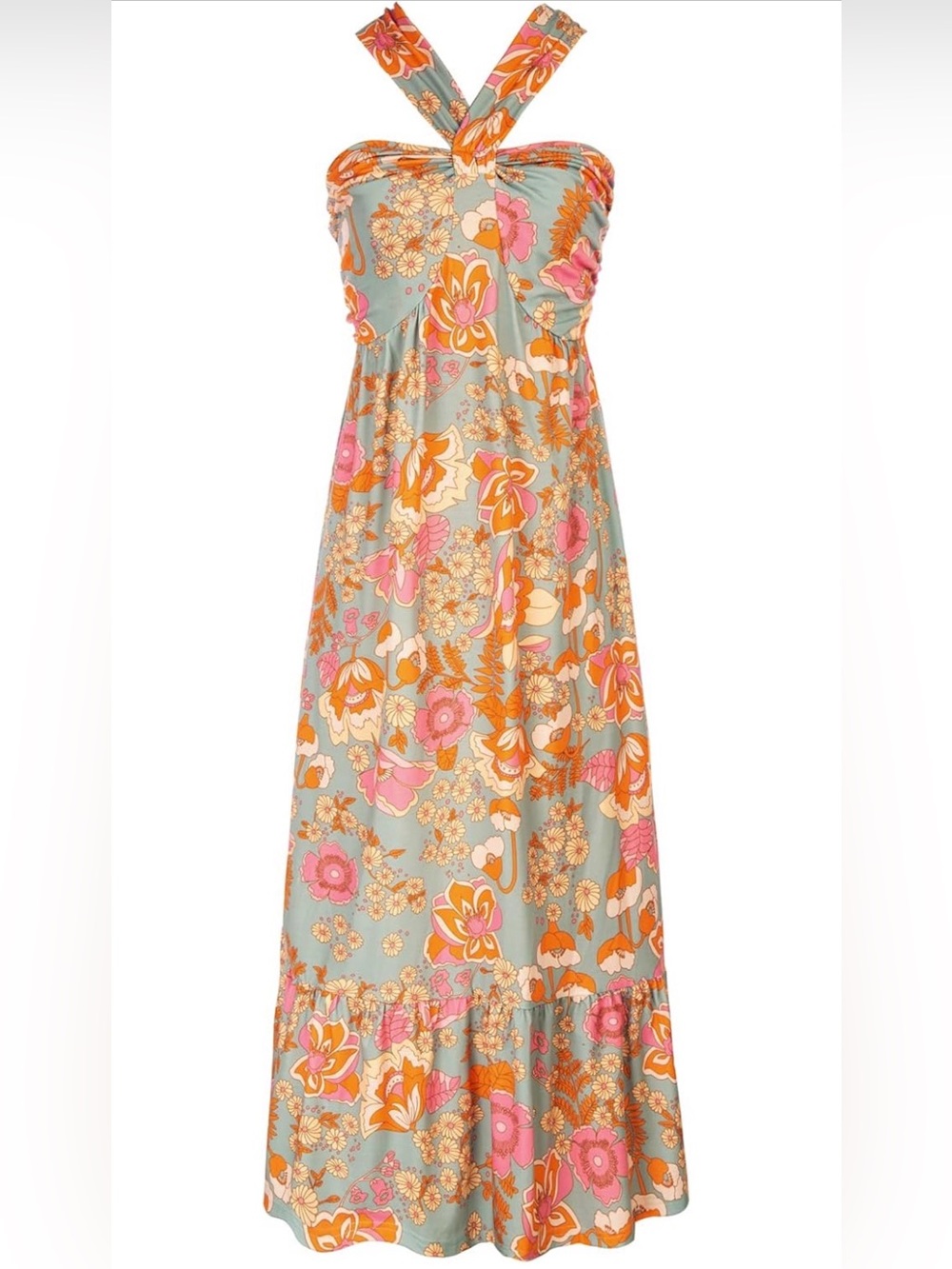 Grace Karin Halter Floral Maxi Dress